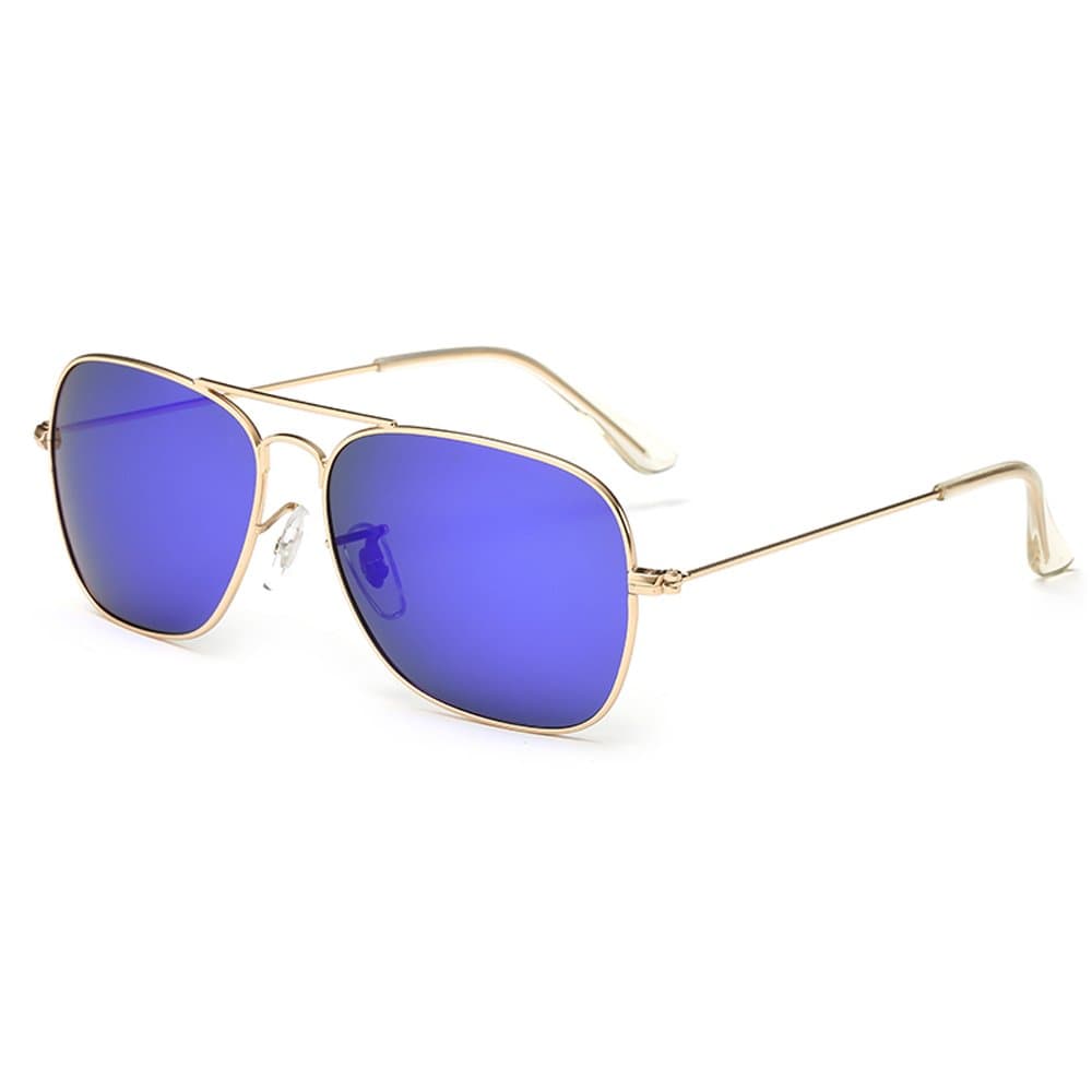 Polarized Retro Women and Men UV400 protection Sunglasses EL3136 (Gold Frame | Blue Lens, 55)