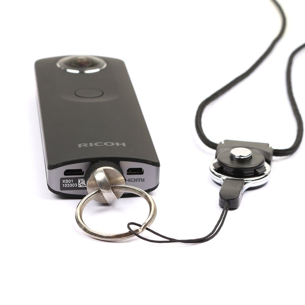 LeaTure Camera Neck Wrist Strap with Quick Release Buckle for Ricoh Theta S (Black)