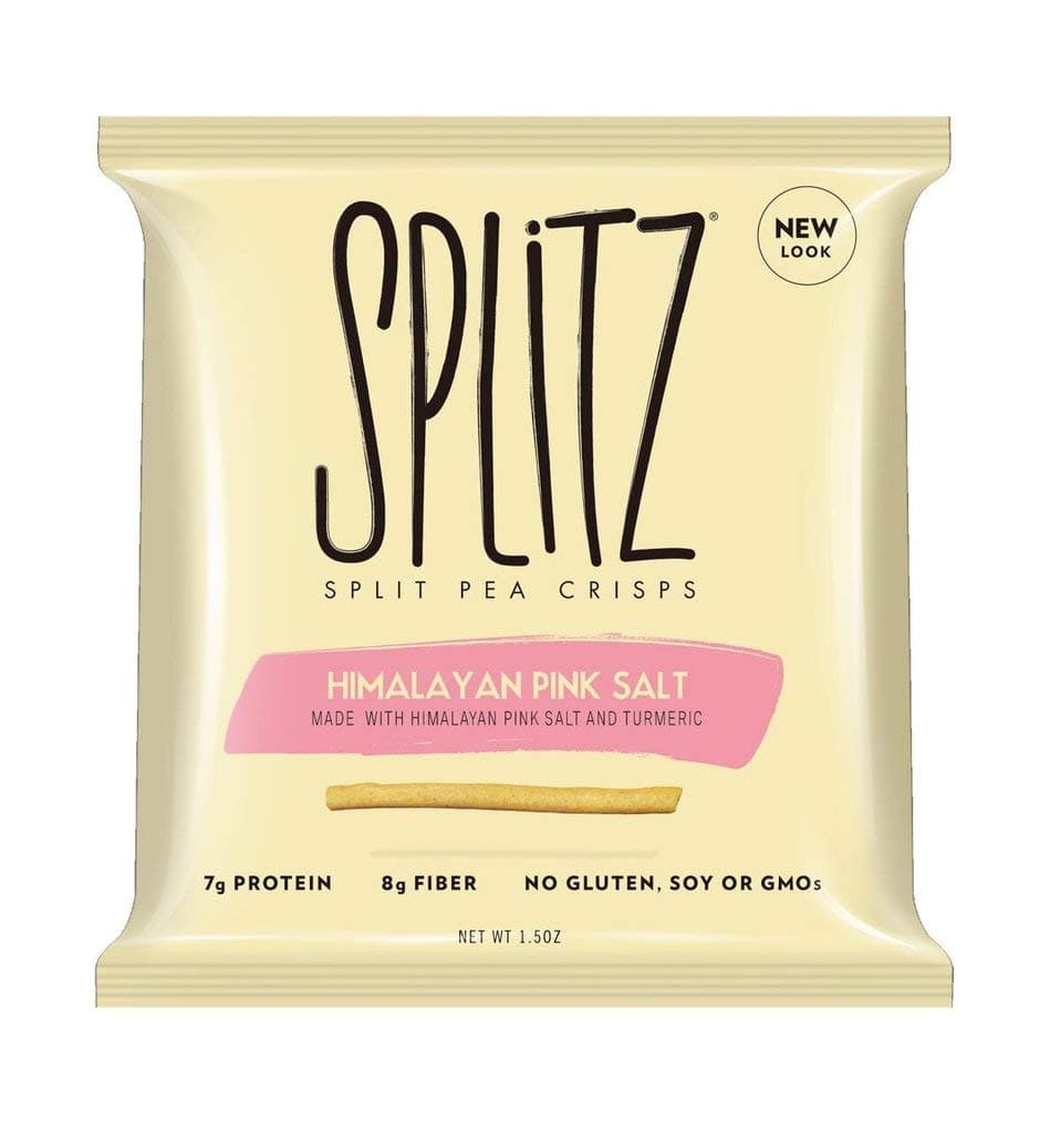 Splitz Crunchy Split Pea Crisp Snacks Himalayan Pink Salt Flavor 1.5oz (16 Pack) - Tastes great in soup, salad or as a veggie snack