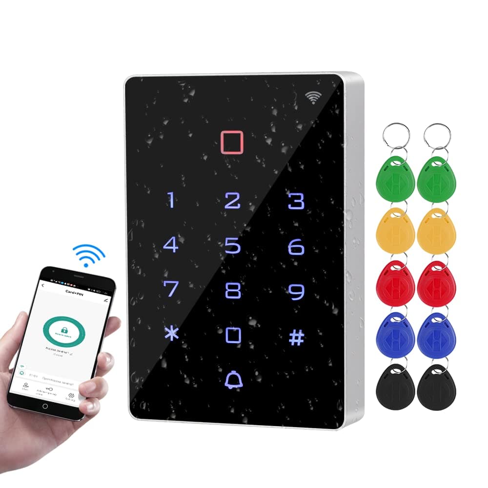 WiFi Tuya RFID Access Control Keypad Wireless IP68 Waterproof Access Controller Keyboard WG26/34 Phone APP Password Unlock System+ 10pcs Keyfobs