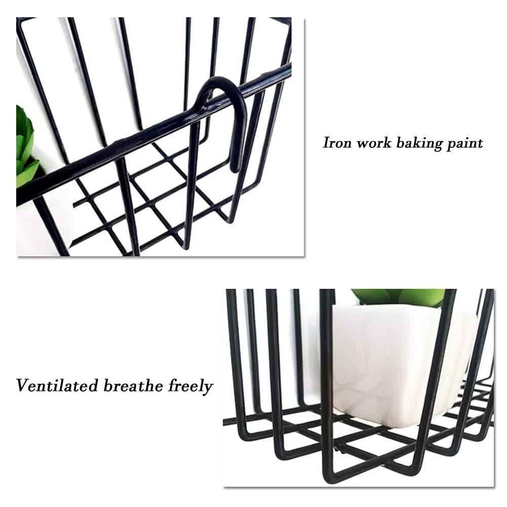 3 Pack Grid Panel Hanging Wire Basket, Storage and Display Basket for Wall, Kitchen, Home Decor Supplies, Black