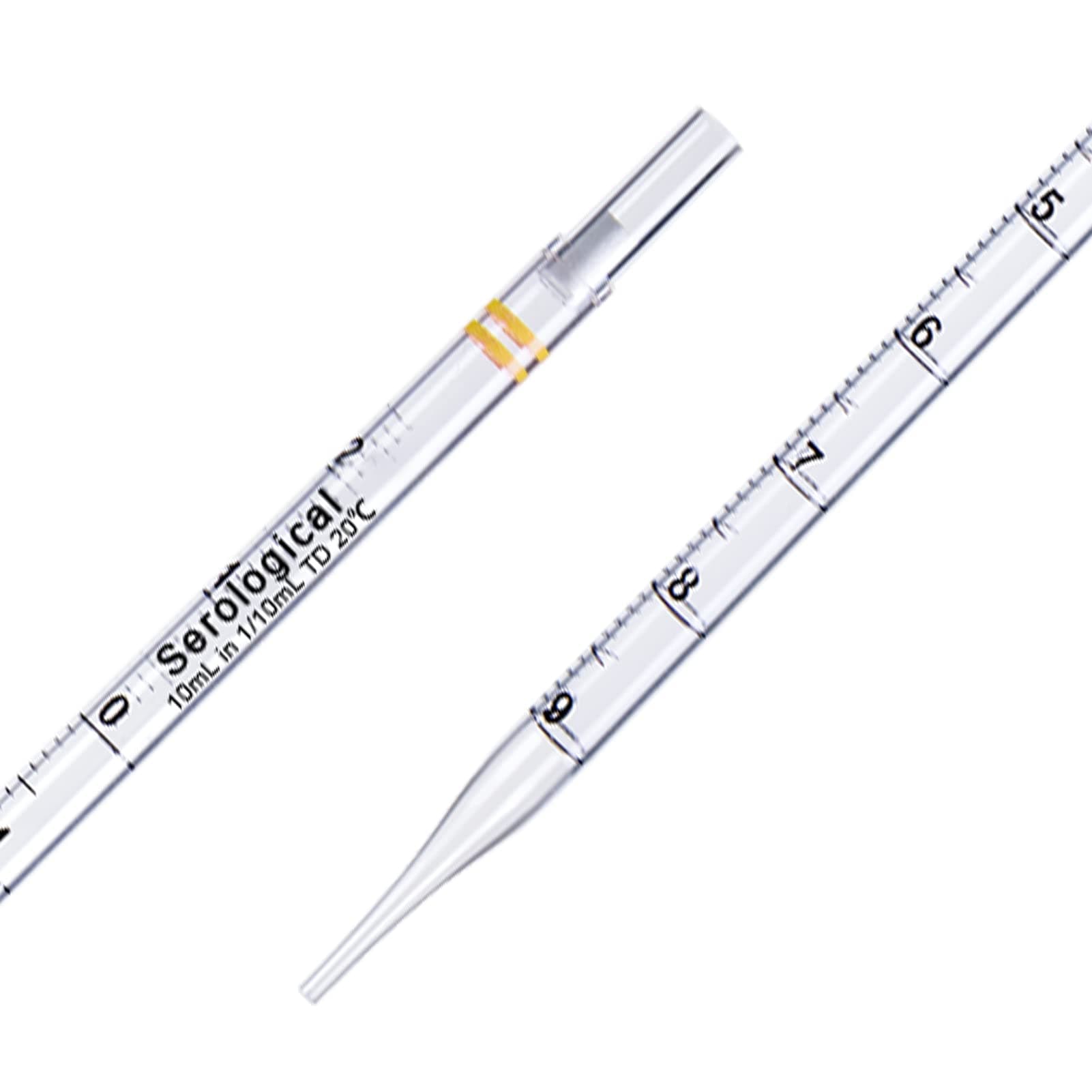 PEKYBIO Polystyrene Serological Pipettes Individually Wrapped Sterile Plastic Graduated Pipette 10ml, Pack of 50