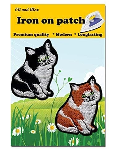 A-6, 2 Pieces Cat DIY Embroidered Sew Iron on Patch 2" by 3"