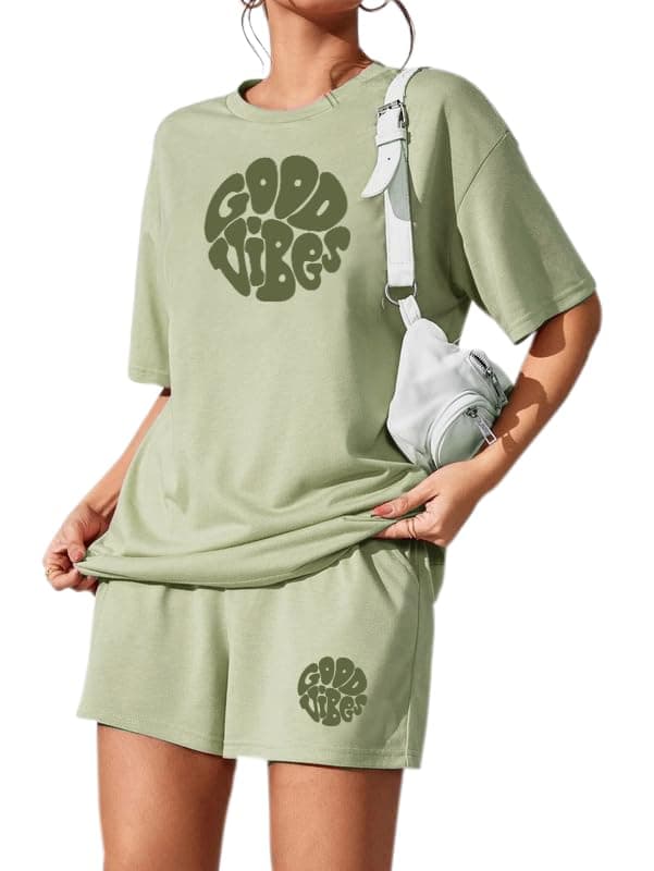 KSHSWomen's Cotton Printed Night Suit Set of Top & Shorts