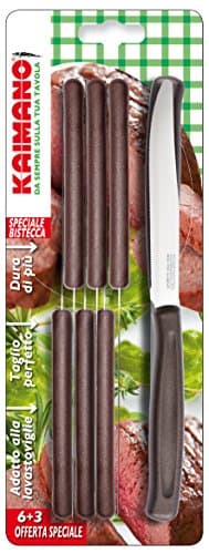 Kaimano Dynamic 6 Plus 3 Steak Knife, Stainless Steel, Brown, 28 x 10 x 2 cm