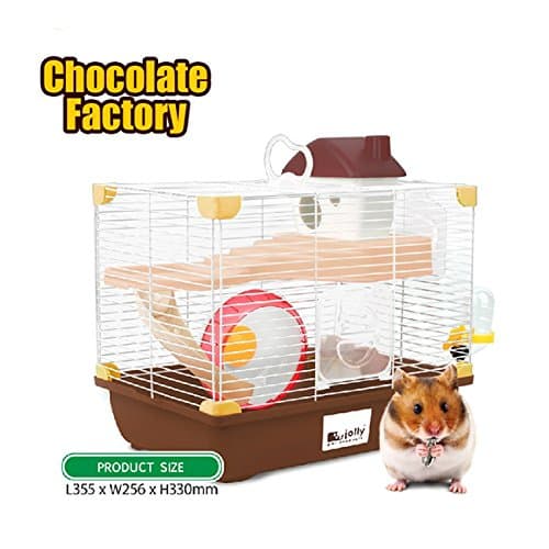 ALEX Design-NEW Chocolate Factory Hamster Cage With Wheel Bottle Slides House Bowl W13.8 xD9.4 xH13
