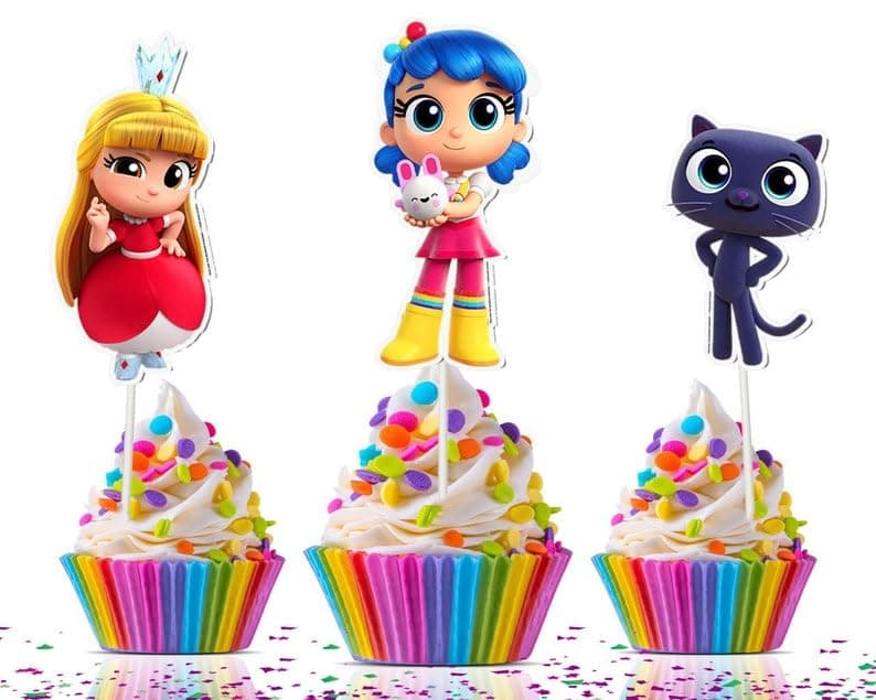 pc True and the Rainbow Kingdom Cuake Toppers For Cartoon Birthday Party Supplies.