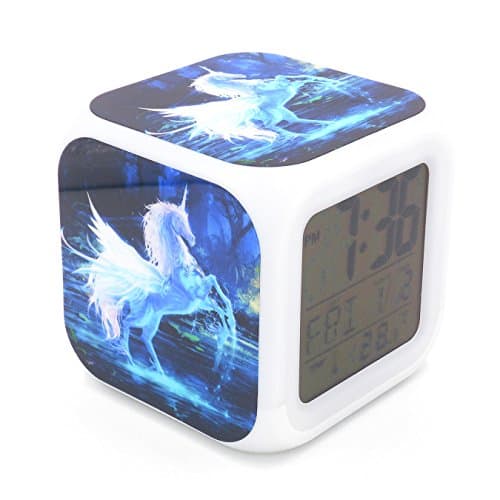 BoFy Led Alarm Clock Unicorn Animal Pattern Personality Creative Noiseless Multi-Functional Electronic Led Lights Desk Table Digital Alarm Clock for Unisex Adults Kids Toy Gift
