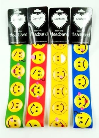 Bunk Junk Print No Slip Headband Camp Emoji Yellow