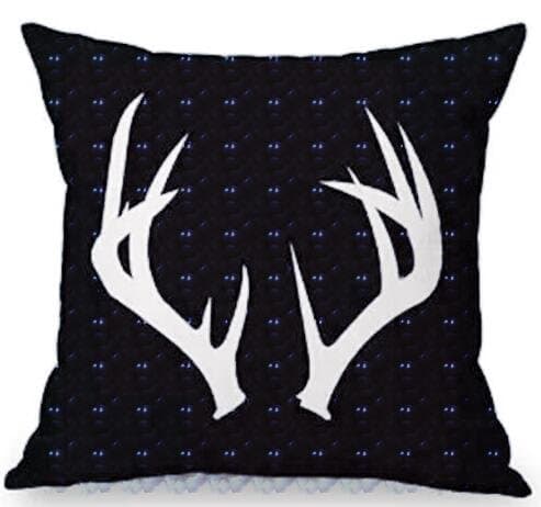 Series of black and white deer head antlers Throw Pillow Case Cushion Cover Decorative Cotton Blend Linen Pillowcase for Sofa 18 "X 18 " (10)