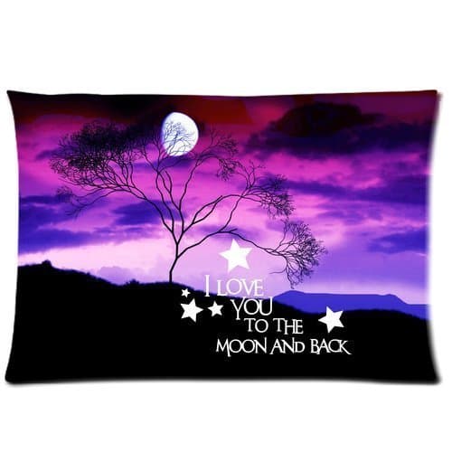 Sagittariusoo Beautiful Evening Galaxy Nebula landscape I Love You to the Moon Back background Decorative Cushion Cover Pillowcase,20x30inch 50% cotton 50% polyester material,two-sided