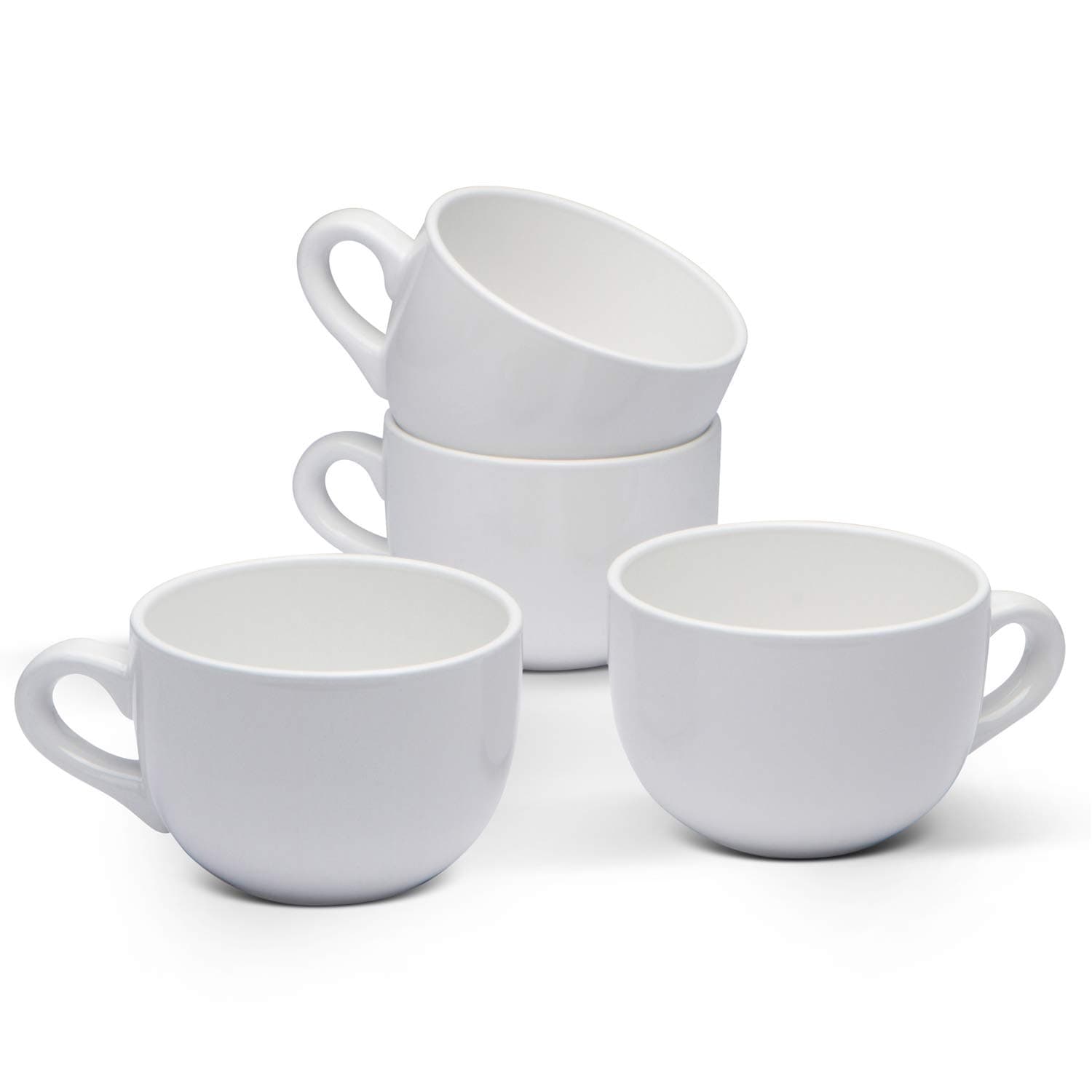 Oversized Ceramic Coffee Mug with Handle - Large 22 oz Coffee Cup, Perfect for Latte, Cappuccino, Soup, Cereal - Ideal for Everyday Use - Ceramic Bowl Set, Large Coffee Mug Set (White 4 Pack)