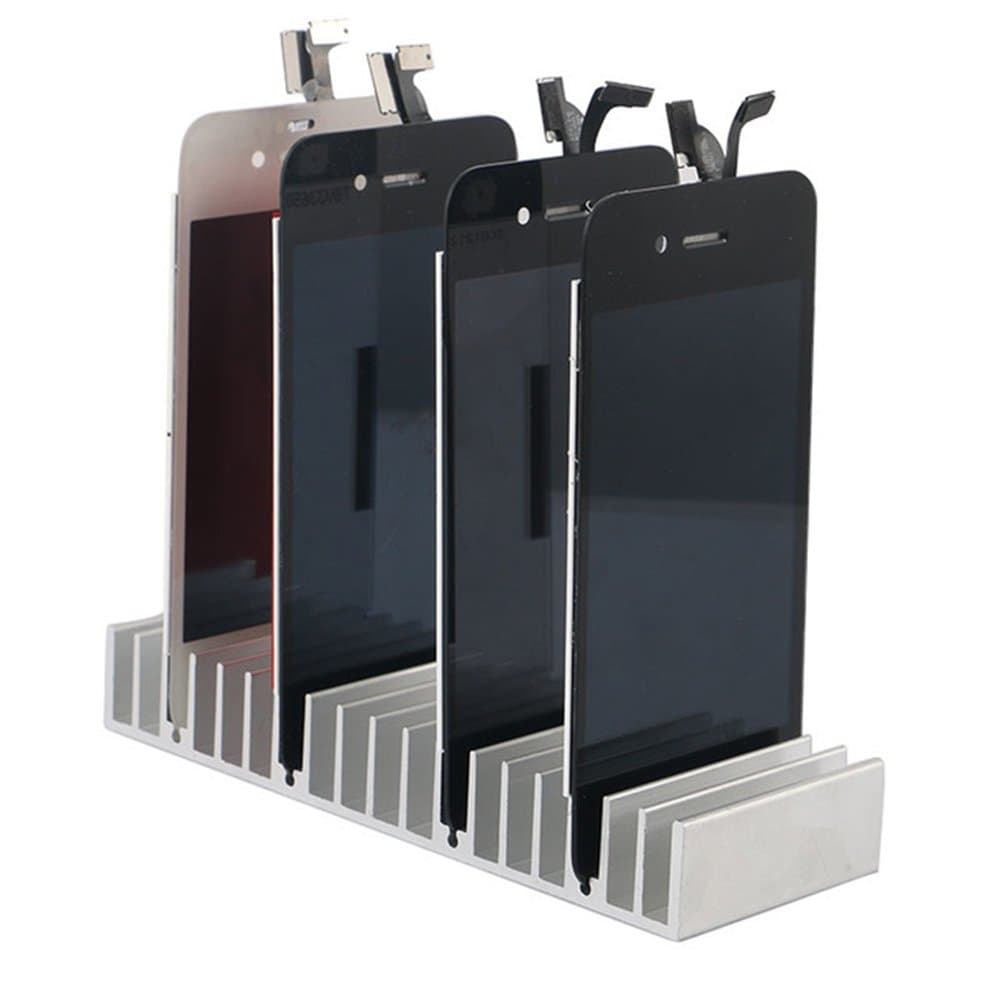 Yomanic Aluminum Metal LCD PCB Holder Tray Slots for iPhone Samsung LCD Panel Refurbish Support Station Phone Repair Tools (Small)