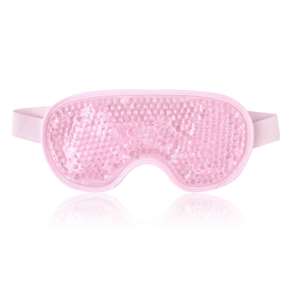 County Aqua Peas Cooling Gel Eye Mask - Cool/Warm Therapy - Perfect For Insomnia, Puffy Eyes & Dark Circles (Pink)