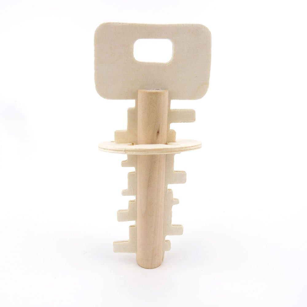 Brain Teaser Puzzles Educational Wood Toys WY1283 Key Wooden Kong Ming Lock Game Brainteaser Wisdom Challenge Intellectual Training Creative Thinking IQ Magic