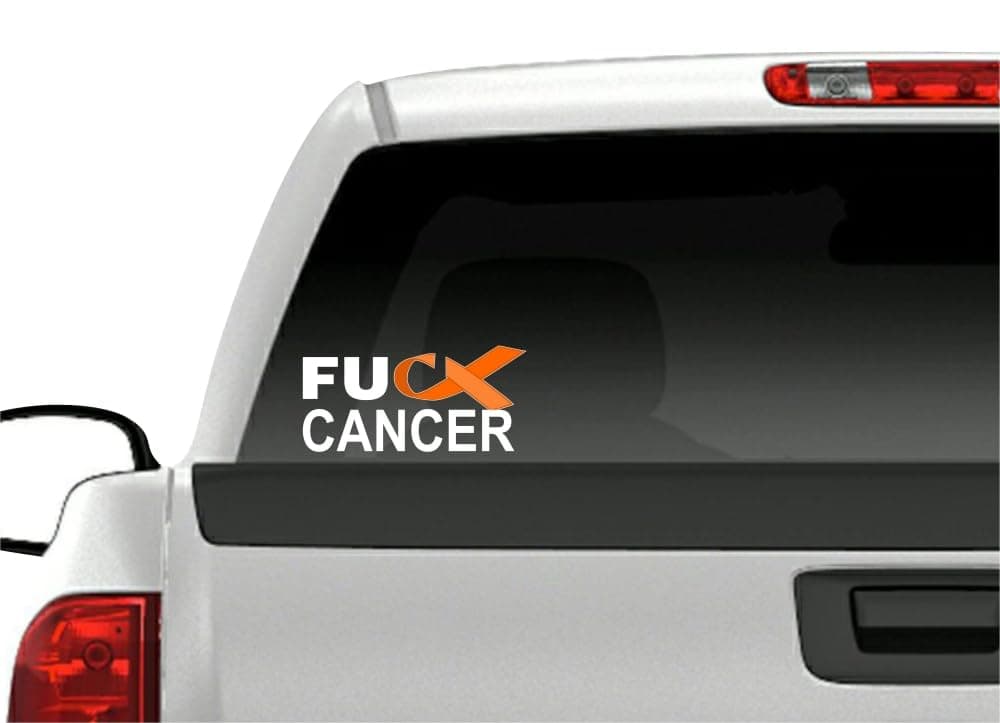 2 FU Cancer Orange Ribbon 8'' Decals FCK Leukemia Cancer Vinyl Vehicle Decal Stickers (Orange (2 Decals))