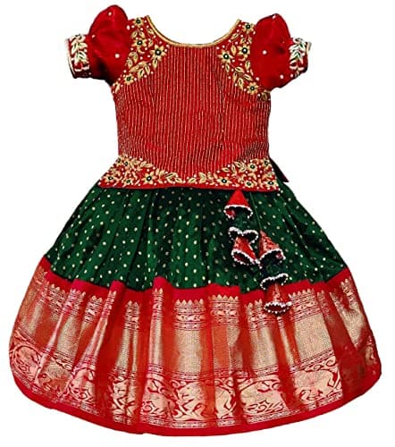 White Button Baby Girl Polyester Blend Readymade Lehenga Choli Set