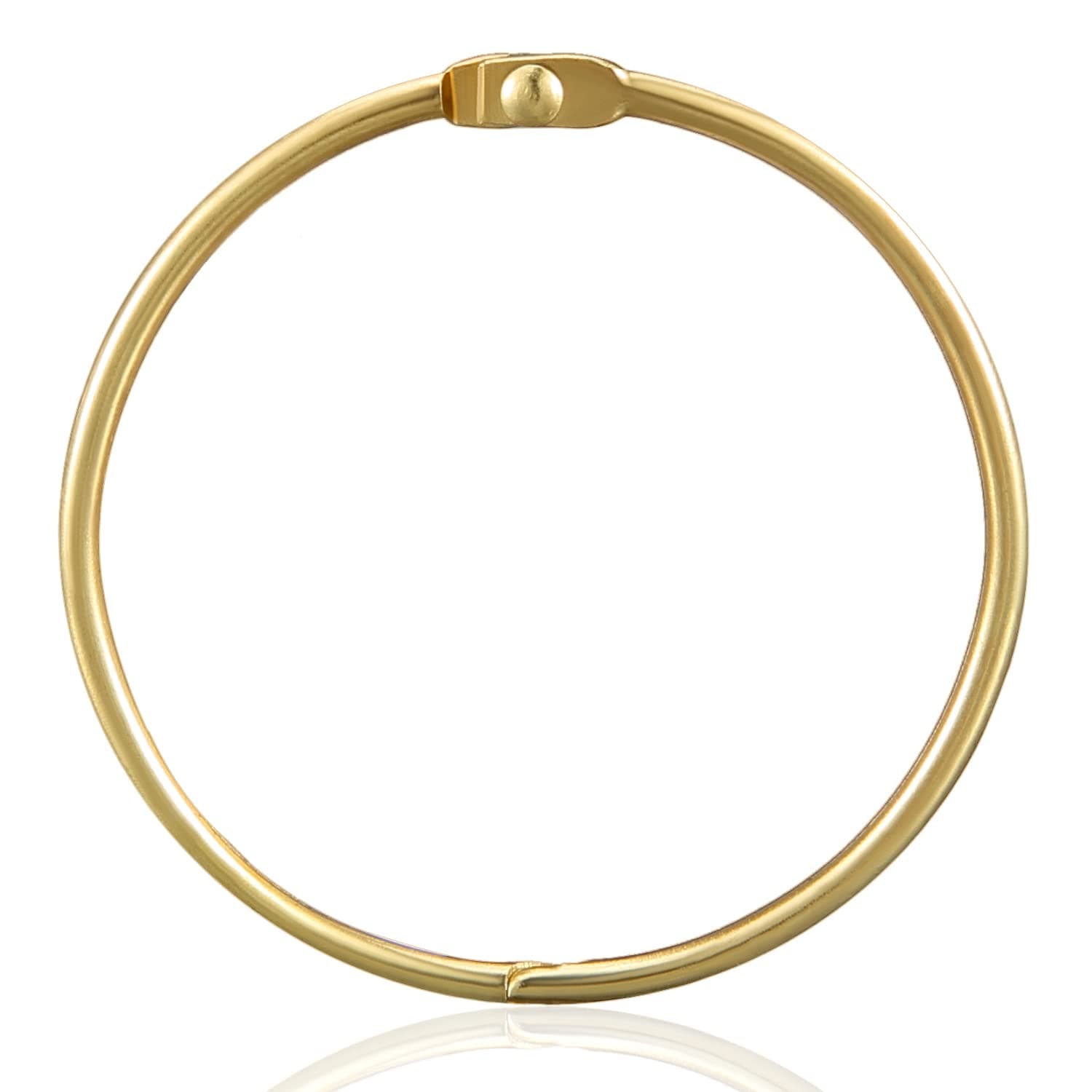 24 PCS Shower Curtain Rings, Gold Shower Curtain Hooks Decorative, ZESLMG Rustproof Shower Hooks for Shower Curtain Rods, Brass Metal Shower Rings for Bathroom, 2 Inch Loose Leaf Binder Rings