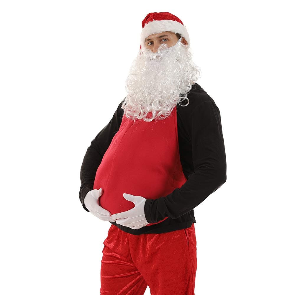 EraSpooky Santa Belly Men Christmas Costume Accessories Fake Padded Santa Big Belly Stuffer Red