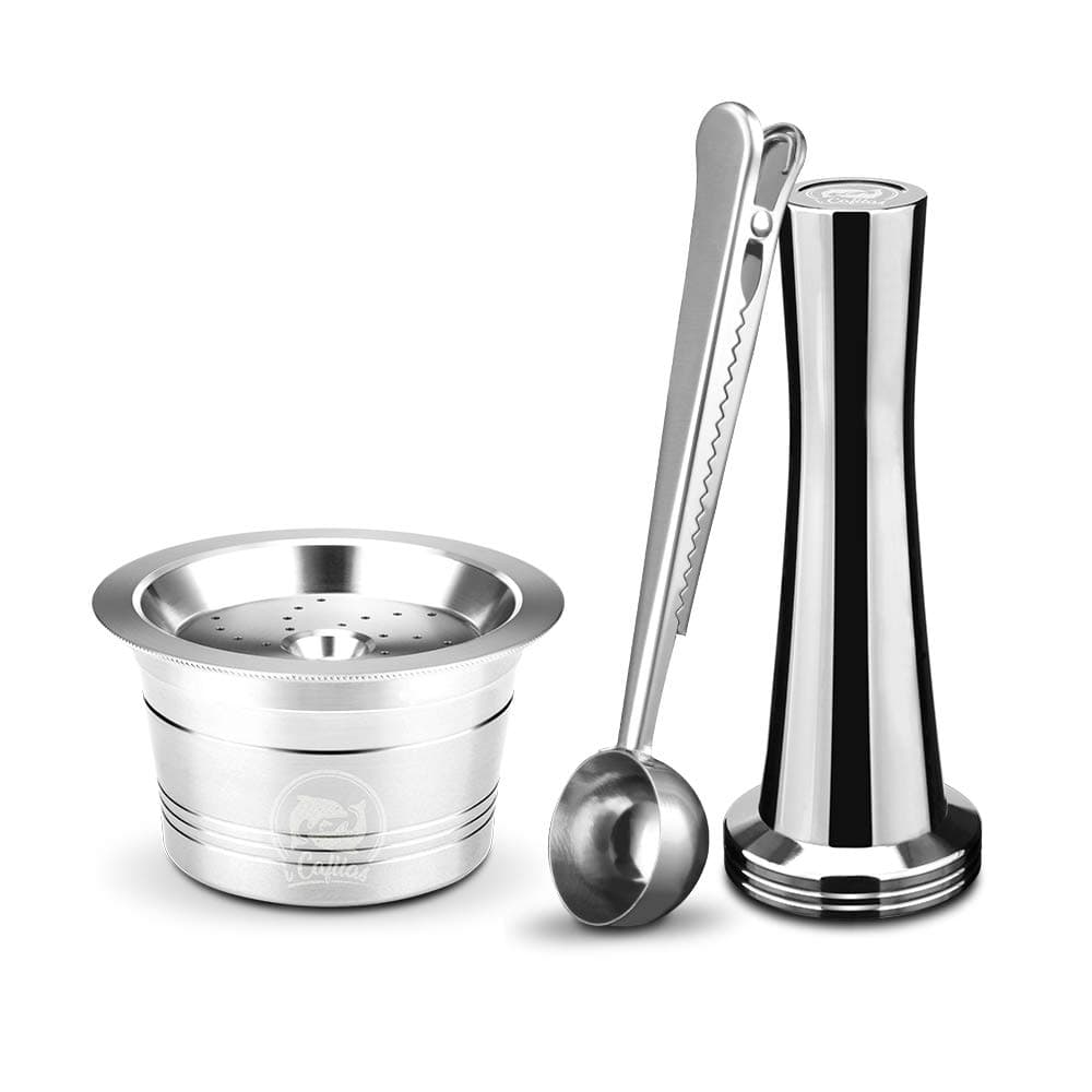 Cofemy Refillable Coffee Capsule, Reusable Filter Reusable Coffee Filter Cup Made of Stainless Steel for K-Fairy with Plastic Spoon Cleaning Brush