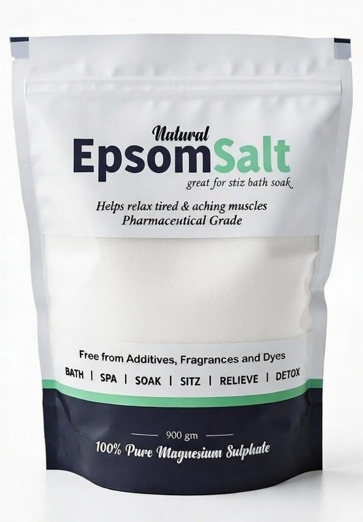 IS IndoSurgicals Natural Epsom Salt - Bath Salt for refreshing bath soak, relieves muscle and body aches & pain - epsom salt for plants in garden - 900 gm
