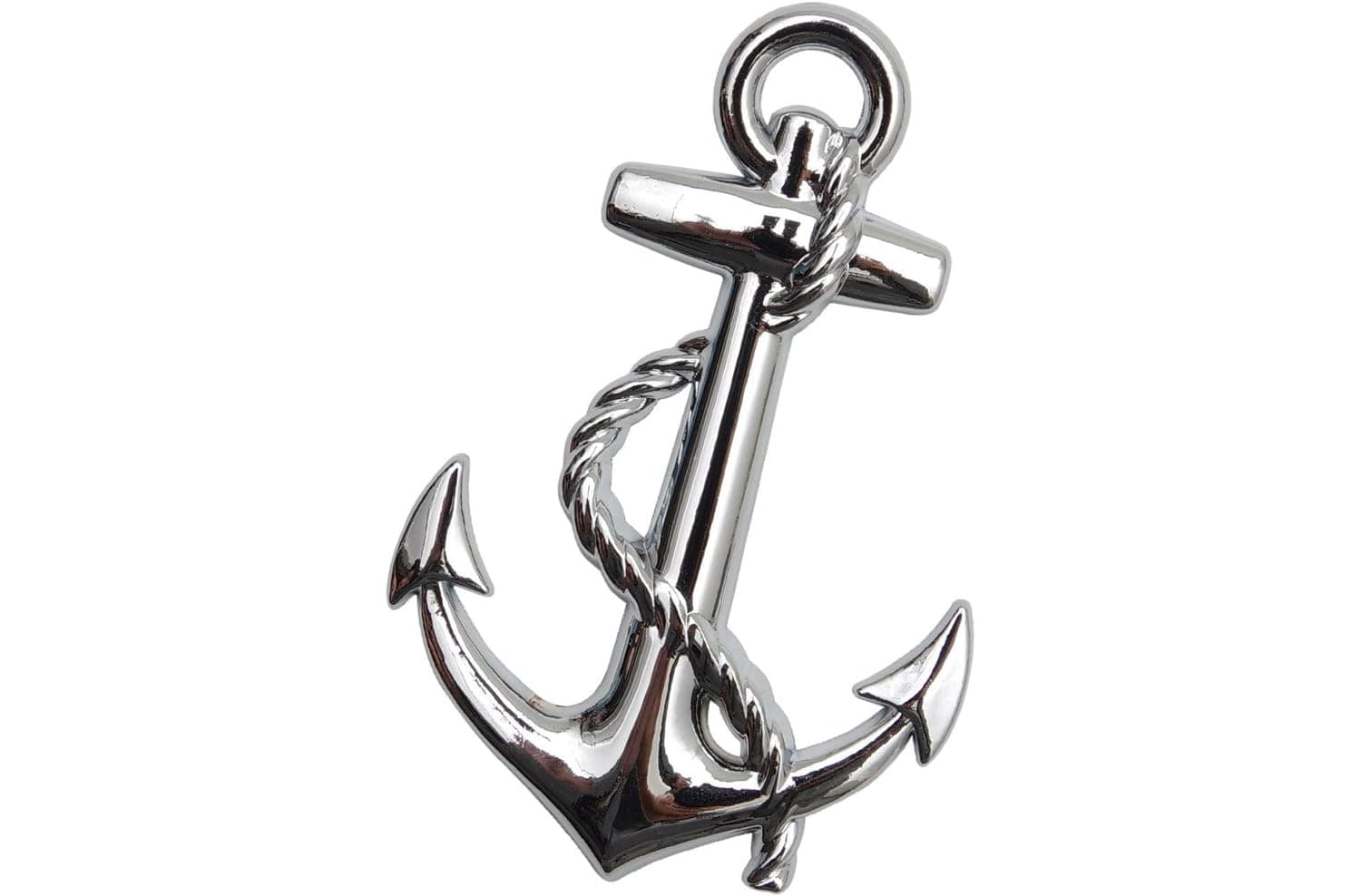 Anchor 3D Metal Chrome Sticker Emblem Badge-Stylish Logo for Cars, Bikes & More- Size 8x5cm- Nautical Marine Themed Vehicle Accessory Silver.