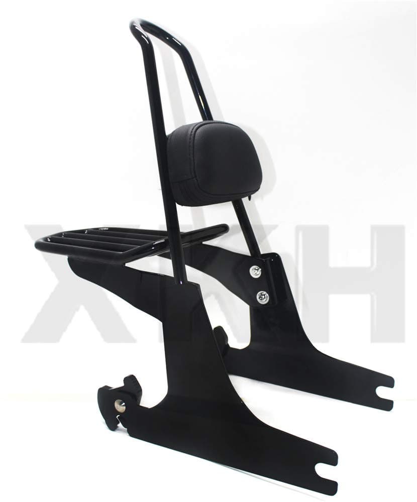 XKH- sissybar backrest luggage rack Detachable Compatible with Harley Dyna 06-up Black [B07JNHJ9H1]