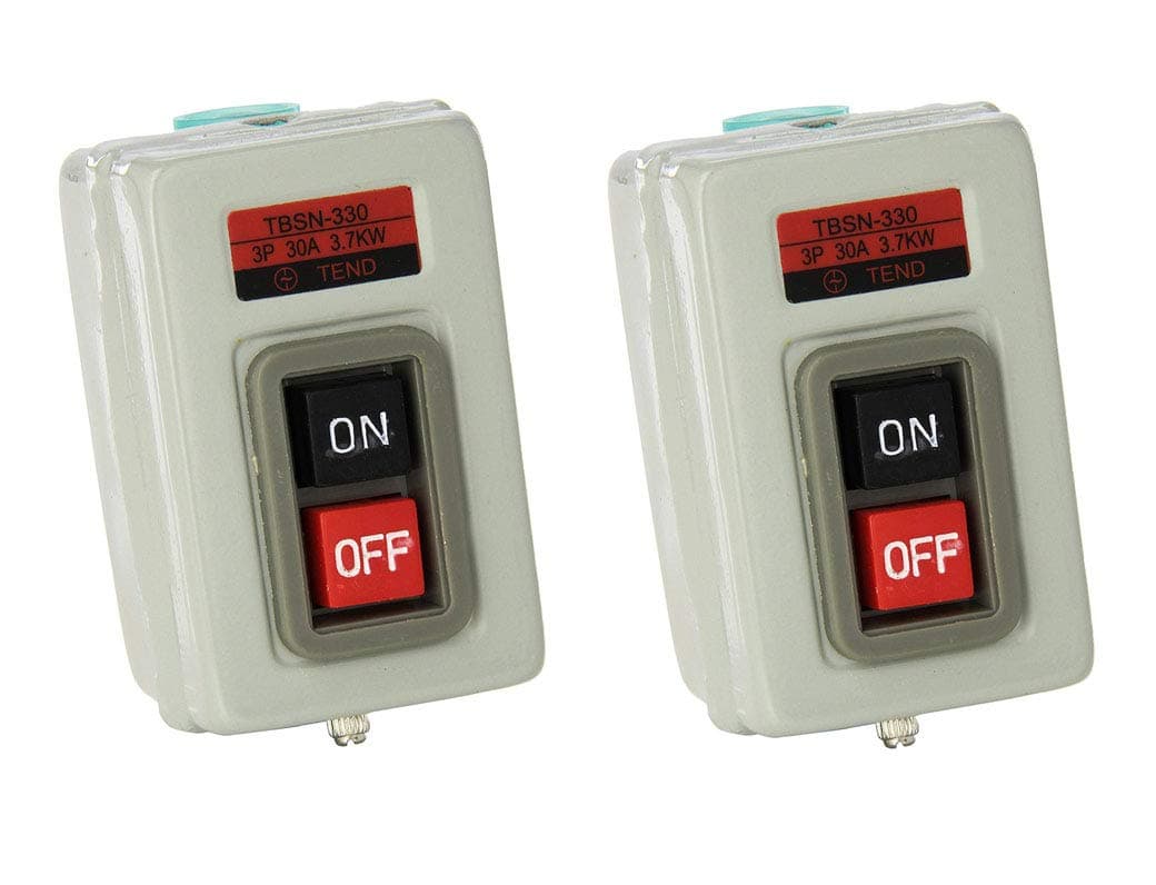 Liyafy 30A 3.7kW 3 Phase ON/OFF Self Lock Push Button Power Switch Mechanical Equipment Control Station 2Pcs