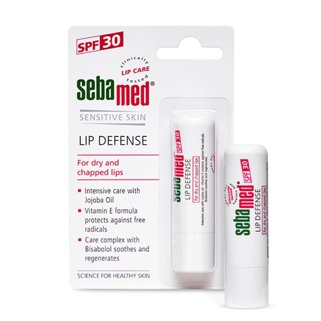 Lip Defense Lip Balm With Spf 30 + Vit E | Regenerates Dry, Chapped Lips | Intensive Care With Vit E, Jojoba Oil & Chamomile |Clinically Tested | For Men & Women, 4.8 Gm, White