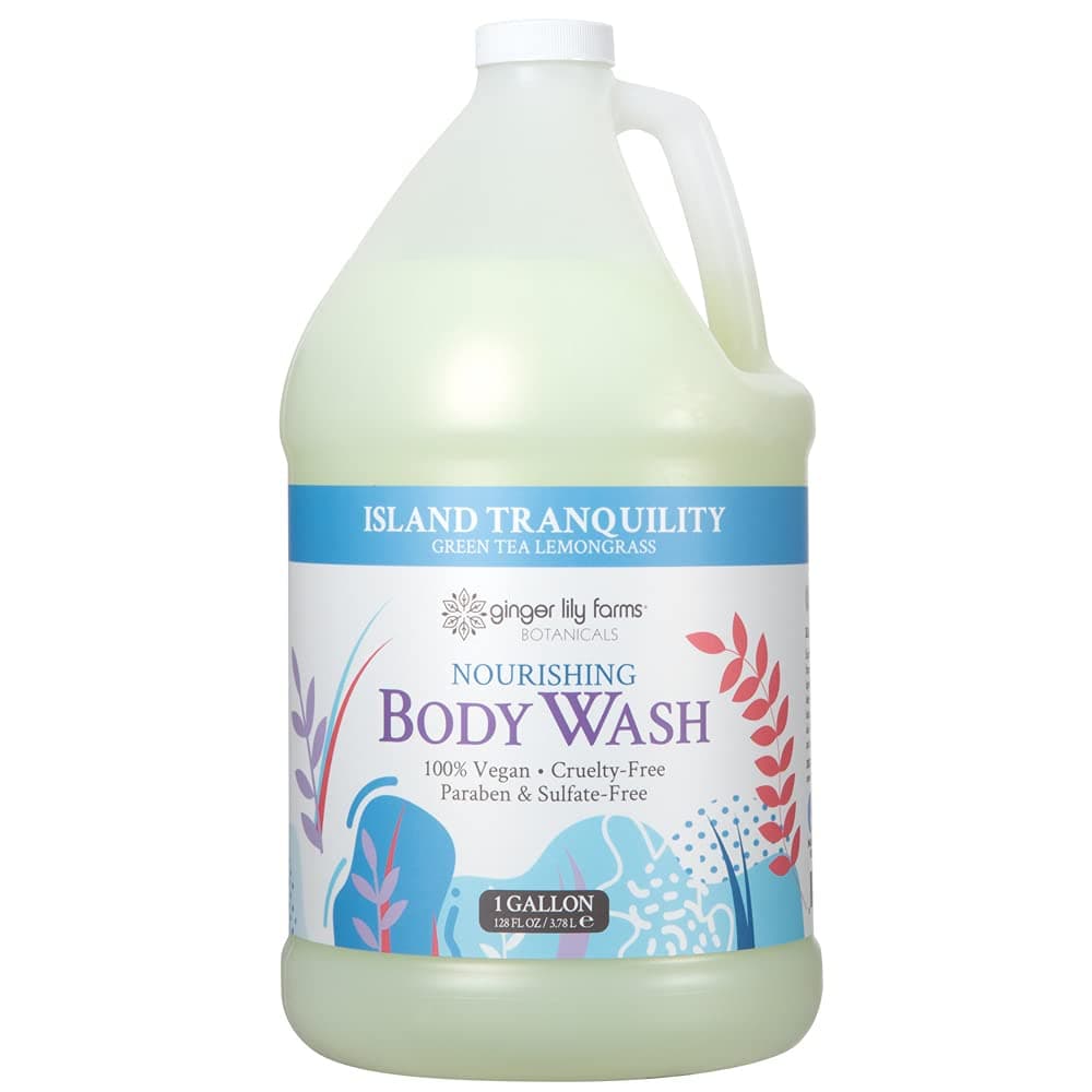 Botanicals Nourishing Body Wash, Island Tranquility, 100% Vegan & Cruelty-Free, Green Tea Lemongrass Scent, 1 Gallon Refill (128 fl. oz.)
