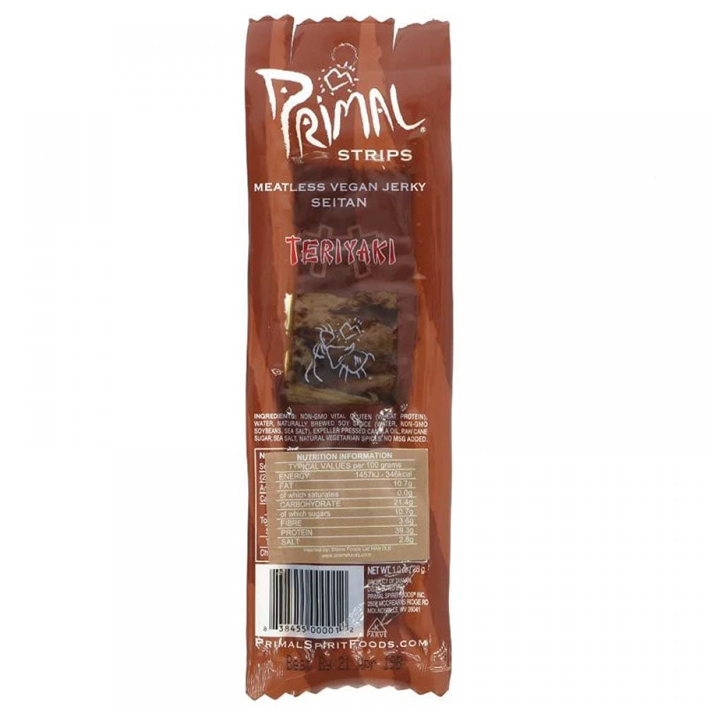 Primal Vegan Jerky | Seitan - Teriyaki Jerky | 5 x 28g