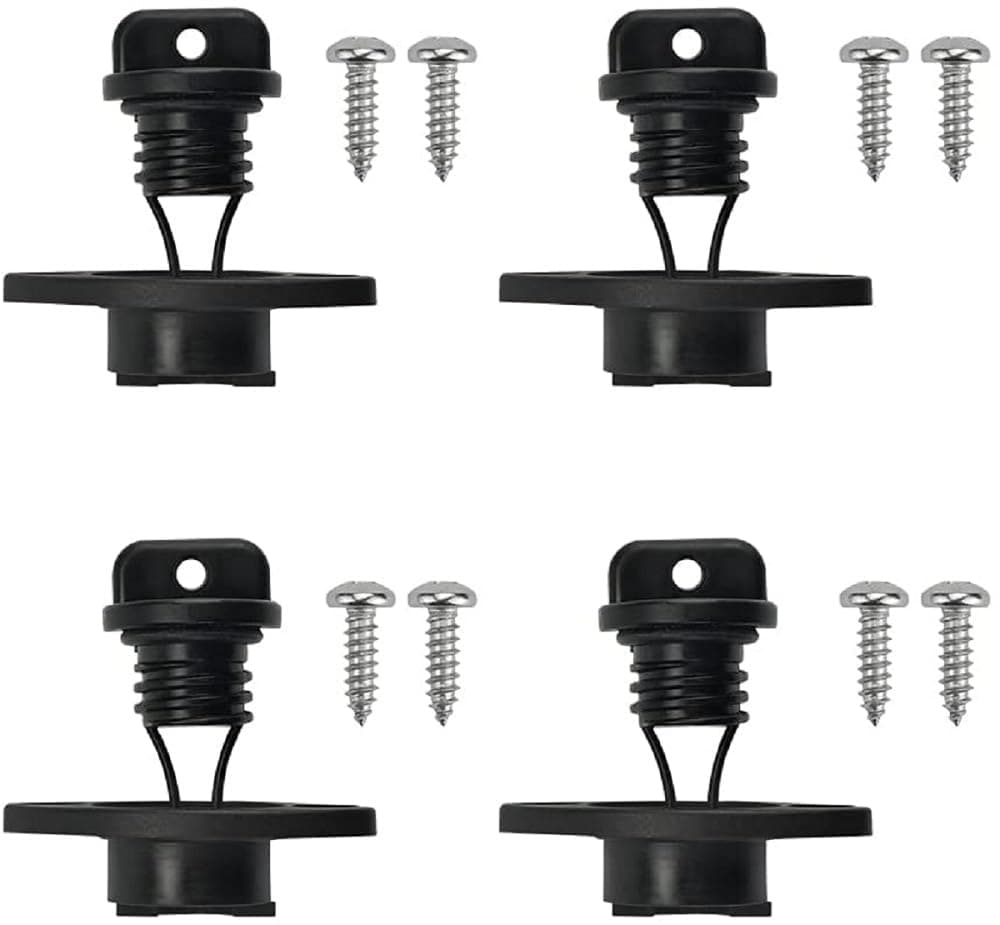 Boat Drain Bung, 4pcs Kayak Drain Plug, Universal Hull Drain Stopper, Canoe Boat Drain Holes Plugs, Bung Replacement Accessories with 8pcs M5*15mm Screws for Dinghy Kayak Canoes Boat