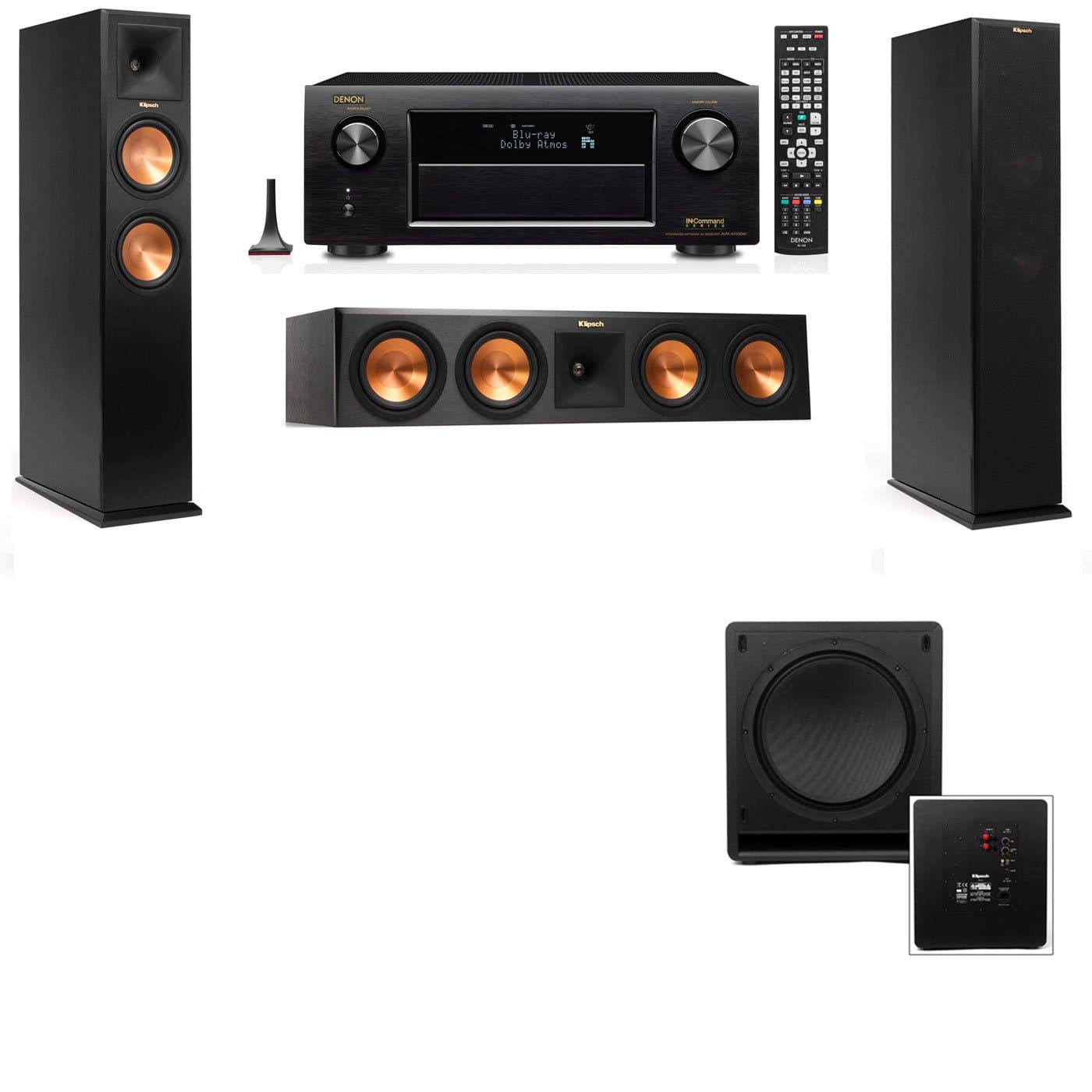 Klipsch RP-260F Tower Speakers-SW-112-3.1-Denon AVR-X4100W