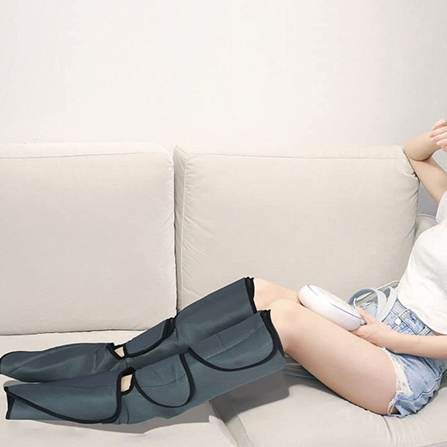 VIKITIM Leg Massager with Heat and Compression - Feet and Leg Compression Massager for Improved Diabetic Blood Circulation & Muscle Tension Relief - Multiple Modes & Intensity Levels (Large)