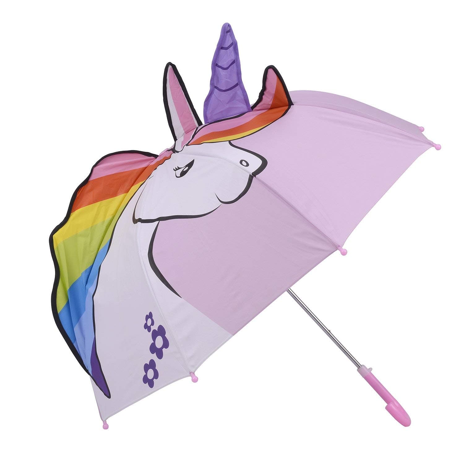 Micaddy Unicorn Umbrella w/Stars Pop up Umbrella for Kid with Safety Open and Close Age 3-7