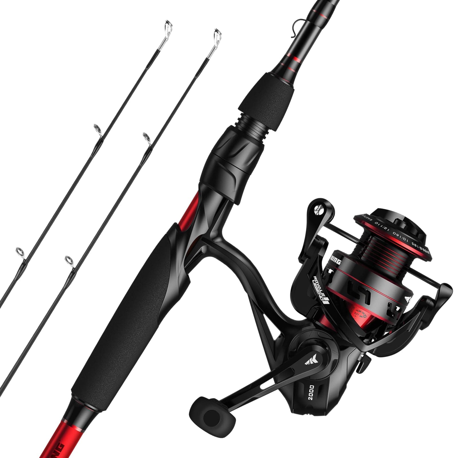 Royale Legend II Twin Tip Fishing Rod and Reel Combos, Spinning & Casting Combo, IM6 Graphite 2Pc Blanks, Extra Backup Tip Section, Stainless-Steel Guides, KastFlex Technology, EVA Handles