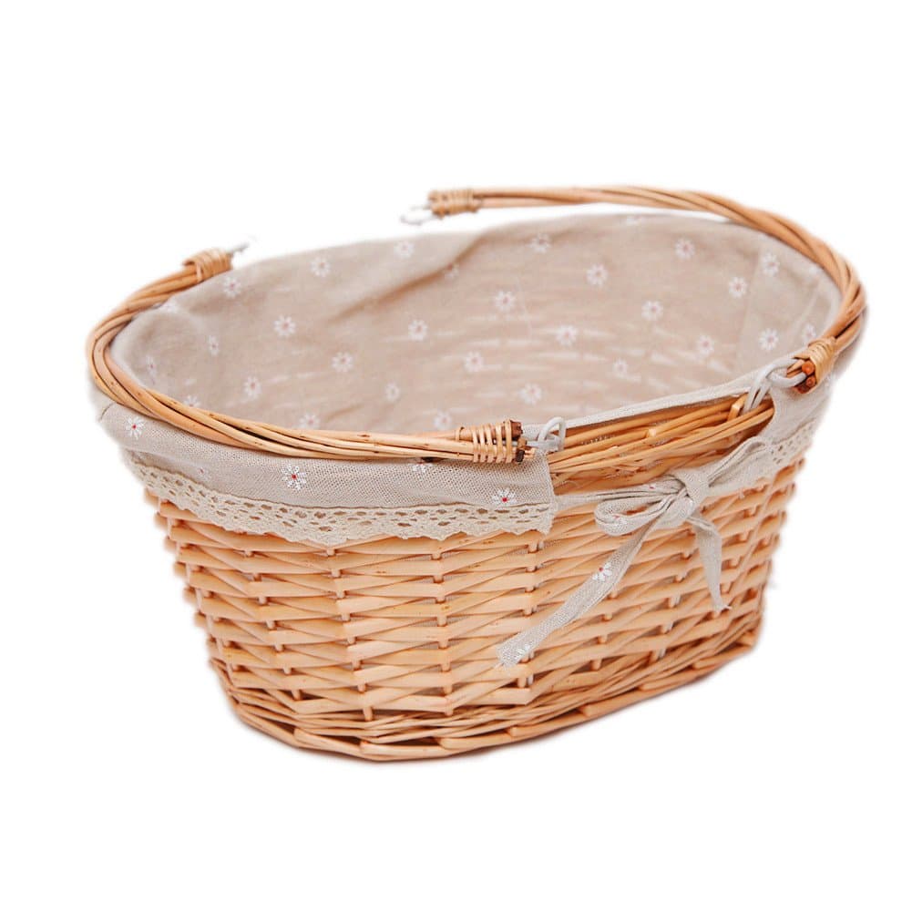 OYPEIPWicker Basket Gift Baskets Empty Oval Willow Woven Picnic Basket Cheap Easter Candy Basket Large Storage Basket Wine Basket with Handle Egg Gathering Wedding Basket (Nature)