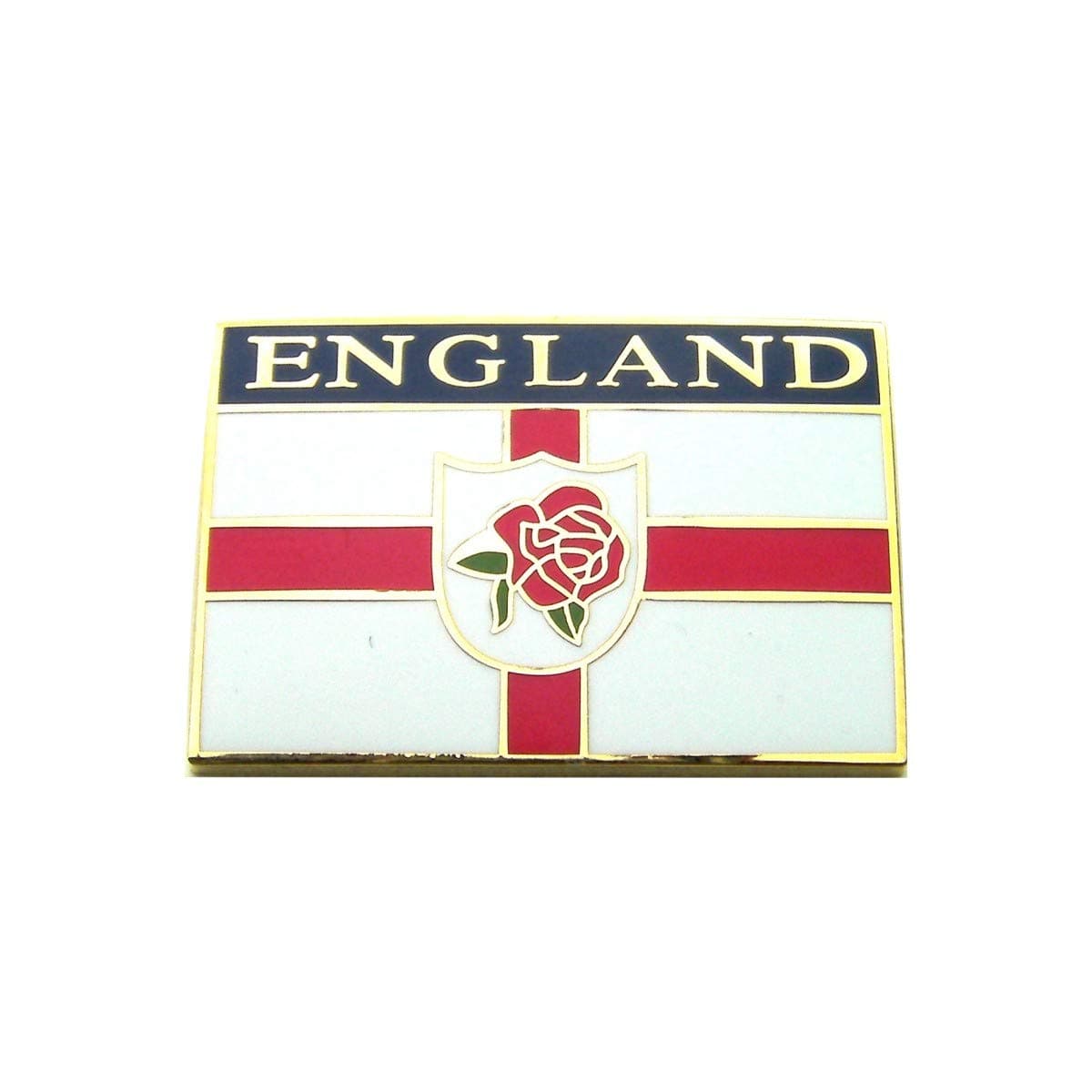 ENGLAND LAPEL BADGE ROSE SHIELD AND FLAG - Patriotic Pin Badge, Rugby, UK Seller