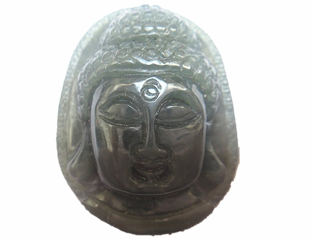 Natural nephrite jade stone Sakyamuni Buddha Head Charm Good Luck Pendant Necklace
