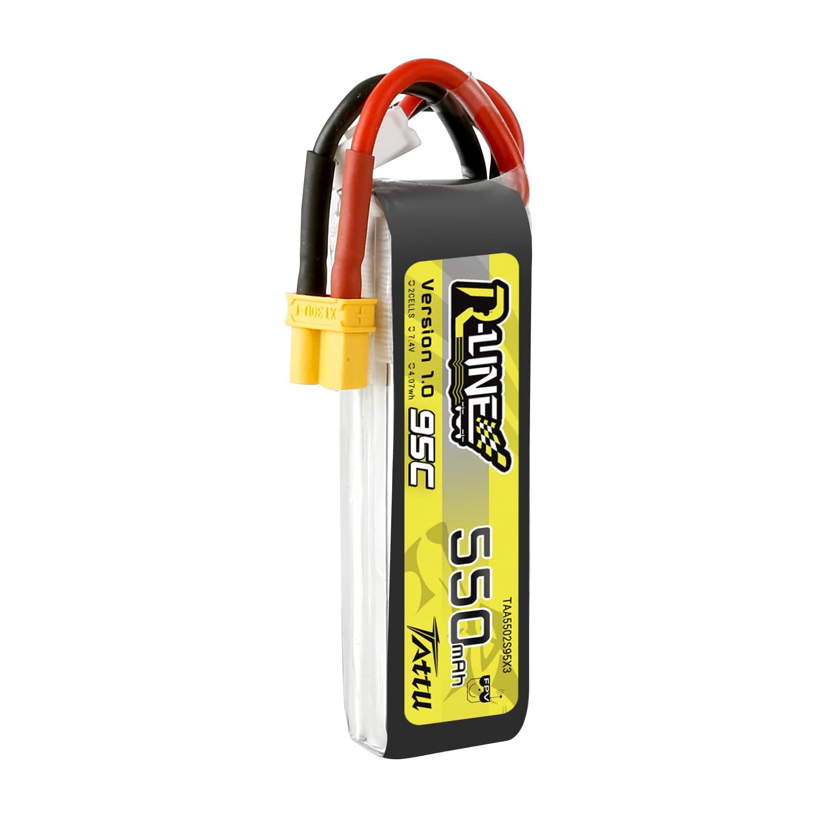 TATTU R-Line 550mAh 7.4V 95C 2S Lipo Battery Pack with XT30 Plug for FPV Racing Quadcopter