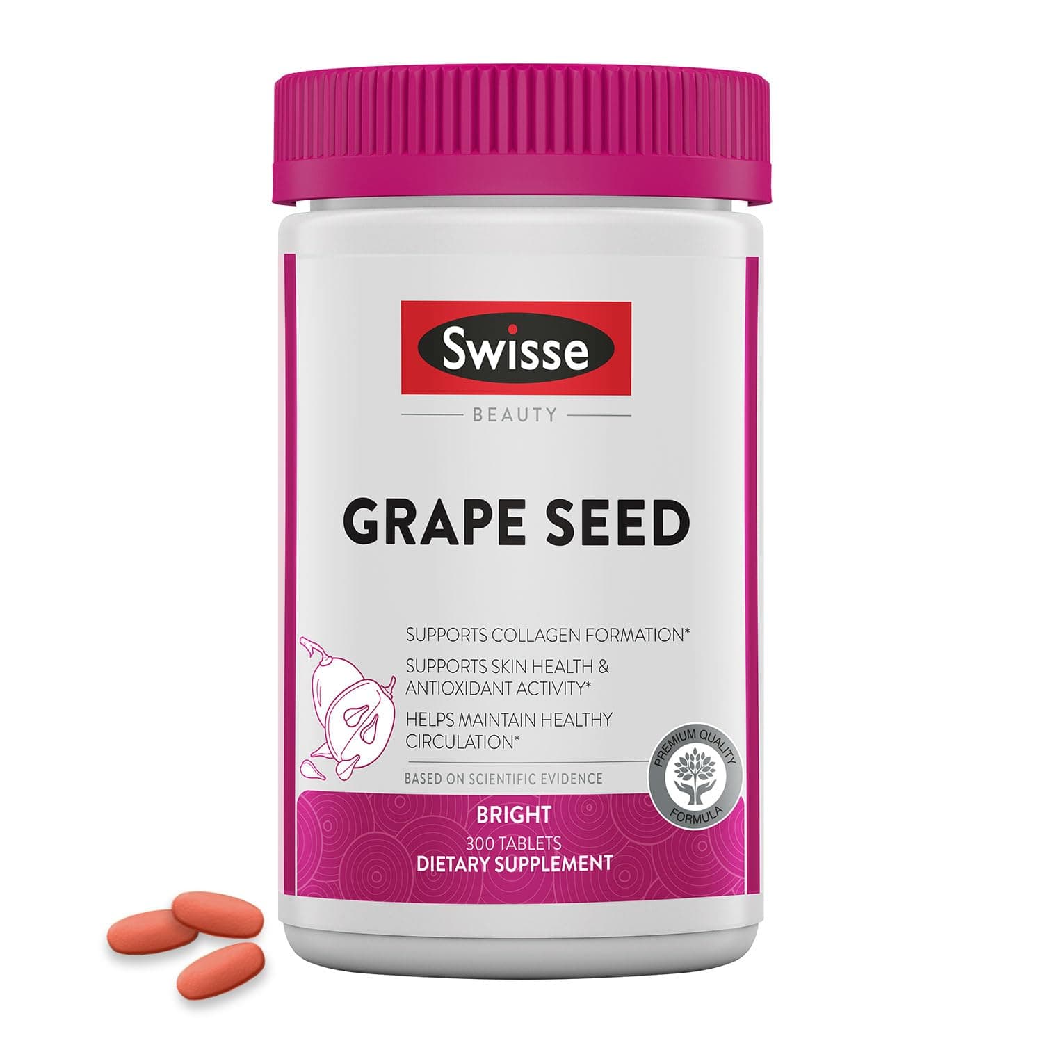 Grape Seed Extract Capsules Antioxidant Herbal Supplement | Grapeseed Polyphenols + Antioxidant Vitamin C | Promotes Skin Health & Collagen Production | 300 Tablets