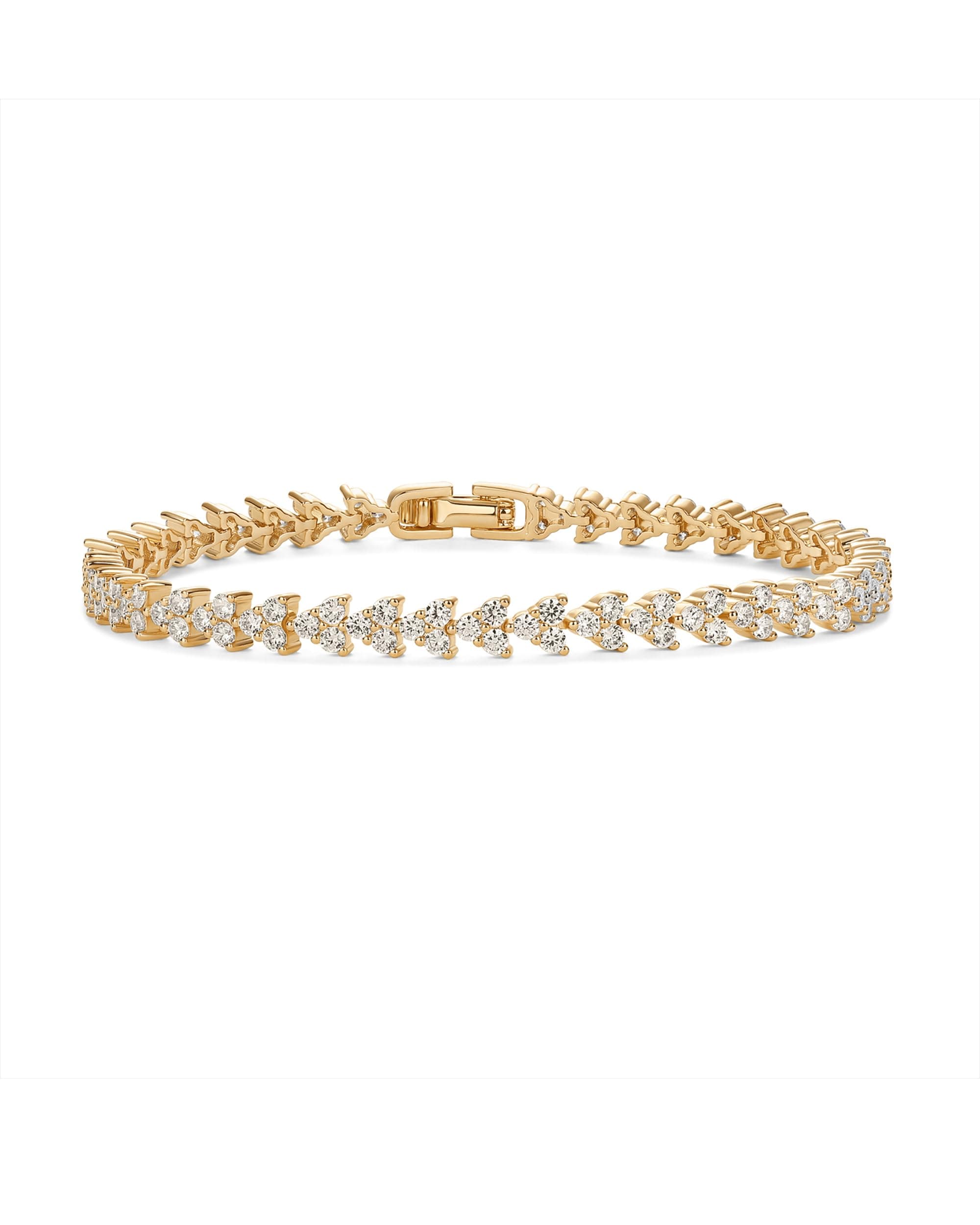 14K Gold Plated Cubic Zirconia Trinity Trio Tennis Bracelet for Women | Bracelet with Stones