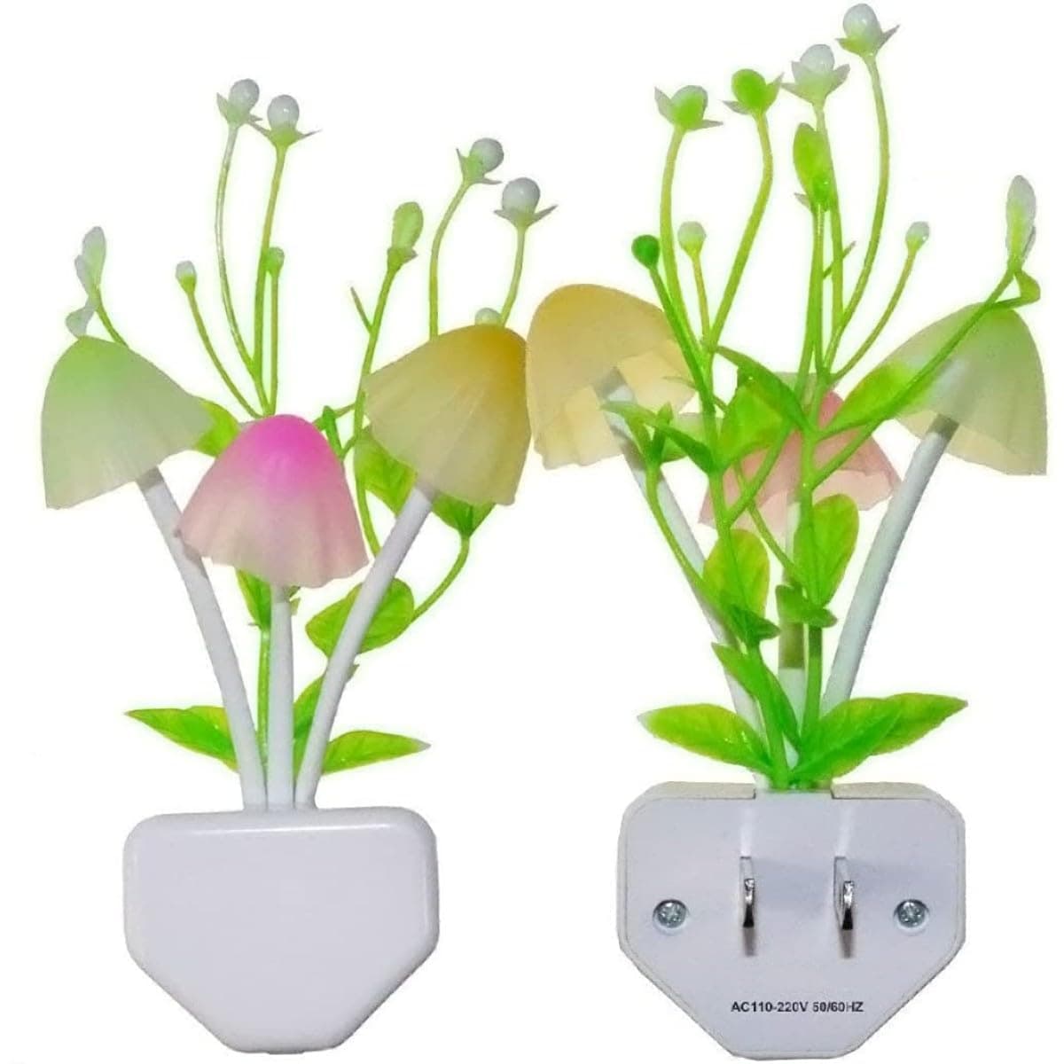 2 pcs LED Sensor Night Light Plug-in NightLight Color Changing Lamp Mushroom Decor, Mini Cute Night Lights for Kids Adults Bedroom,Toilet, Bathroom, Stairs, Kitchen, Hallway
