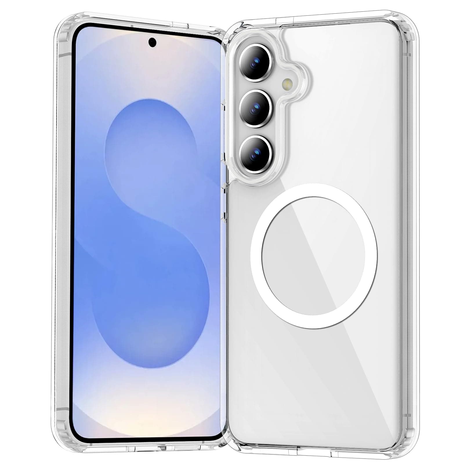 Temdan for Samsung Galaxy S25 Plus Case Clear, [Wireless Charging][Anti-Yellowing][Military-Grade Protection] Shockproof Slim Magnetic Phone Case for Samsung Galaxy S25 Plus, Transparent