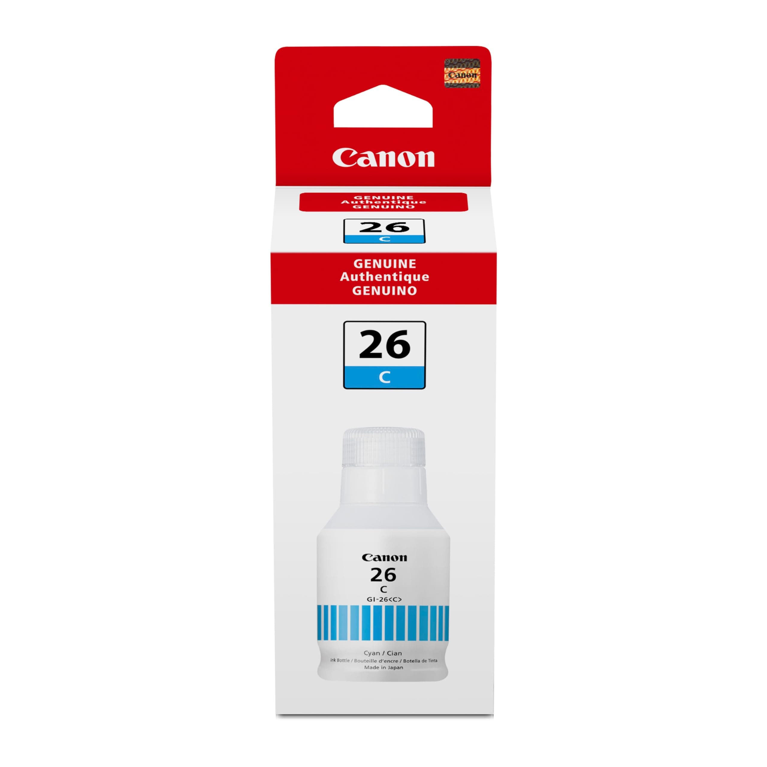 Canon GI-26 Genuine Pigment Cyan Ink Bottle, Compatible with MegaTank GX7120, GX6120, GX5120, GX6020, GX7020, GX6021, GX7021, GX5020, GX4020, and GX3020 Printers