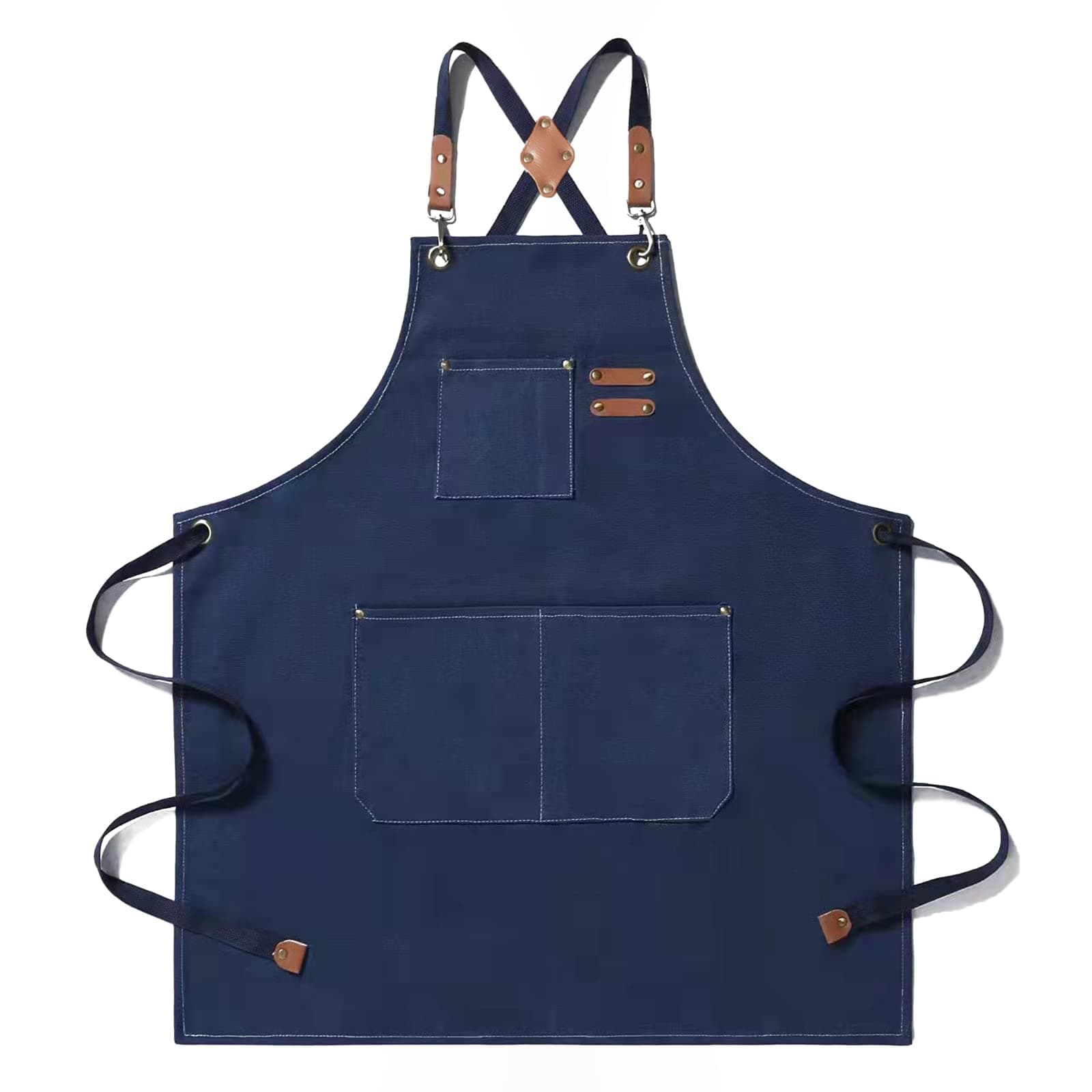 Tosewever Canvas Cross Back Chef Cotton Aprons for Men Women with Large Pockets
