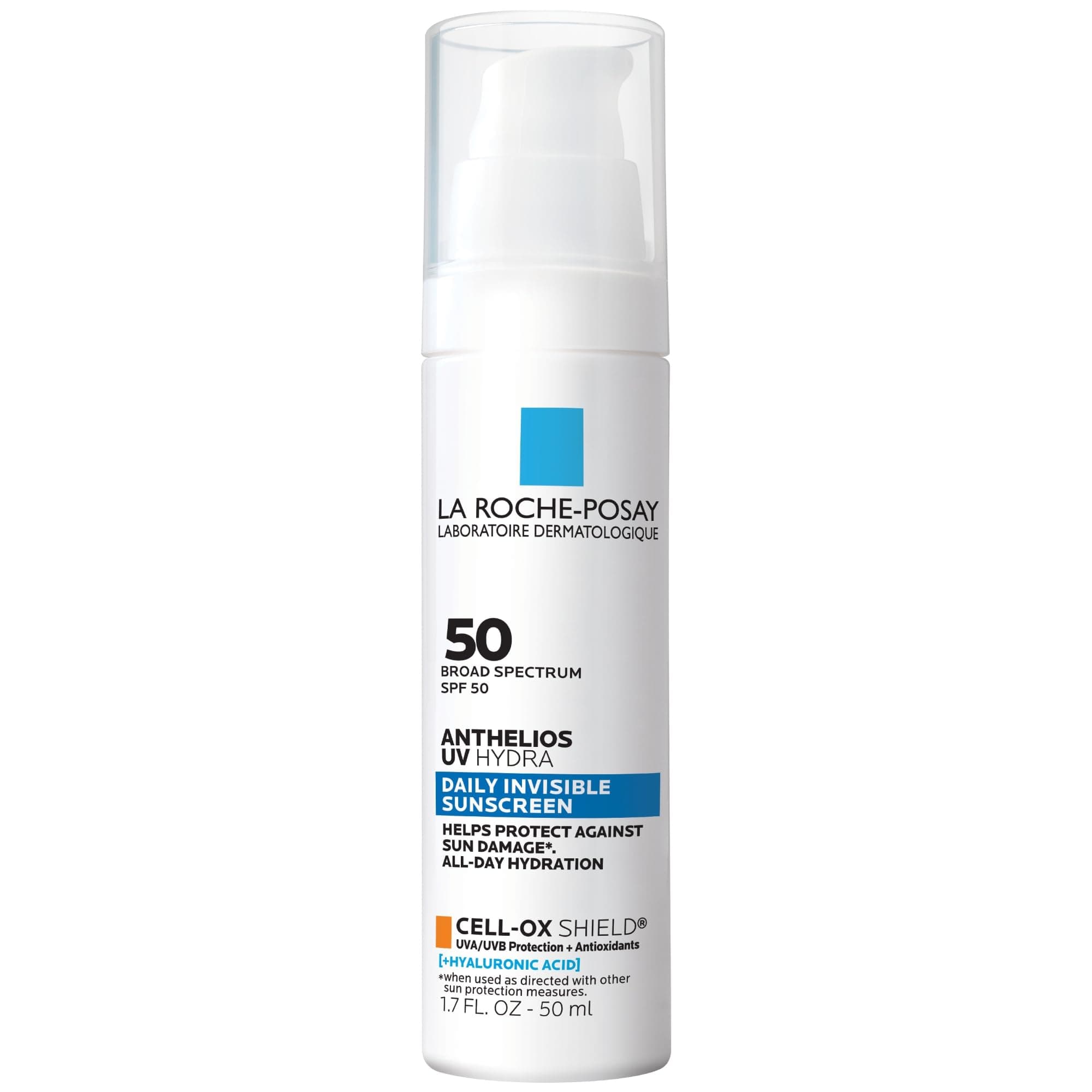 La Roche Posay Anthelios UV Hydra Sunscreen SPF 50, Daily Hydrating Sunscreen for Face with Hyaluronic Acid and Vitamin E, Broad Spectrum Invisible SPF Protection, Anti Aging, Fragrance Free