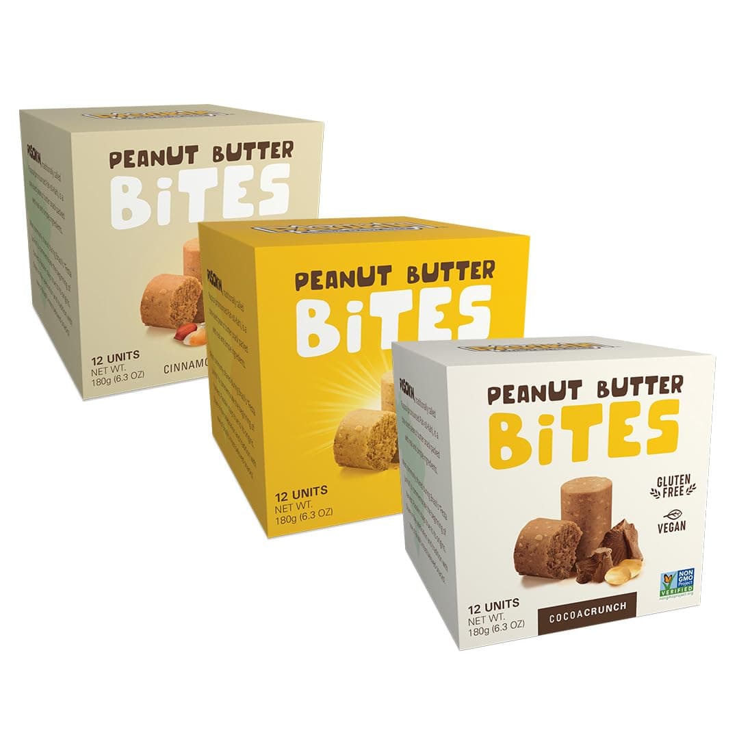 Pasokin Best Sellers Variety Pack. All Natural Peanut Butter Bites, Vegan, Gluten Free, Non GMO, Kosher and made in USA.