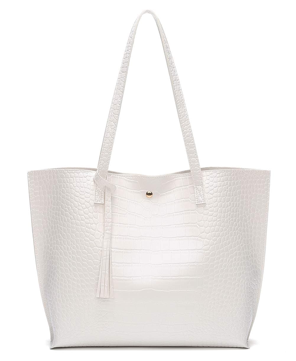 Dreubea Women's Soft Faux Leather Tote Shoulder Bag from, Big Capacity Tassel Handbag