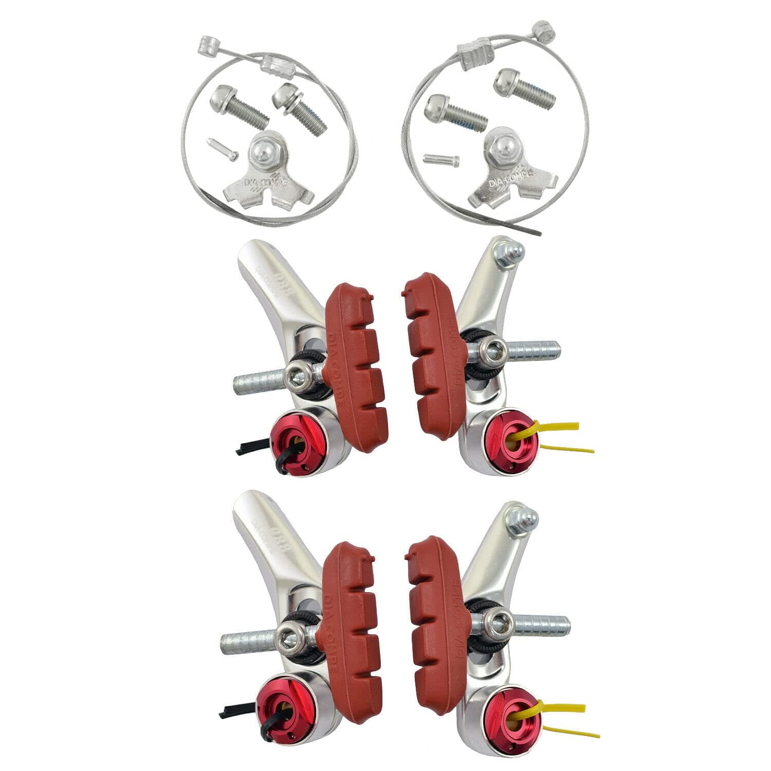 Dia Compe DC988 Cyclocross Cantilever Brake Set (Front & Rear), Silver, DP2567